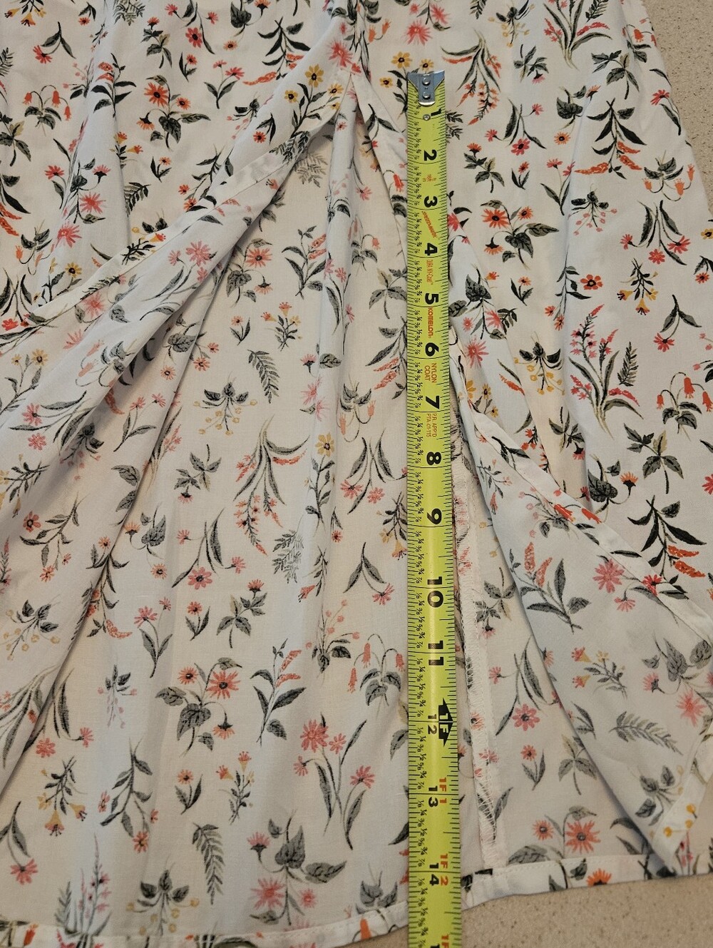 Old Navy SZ L NWT Floral Prairie Midi Dress Puff Sleeve Shirred Back Front Slit - Picture 9 of 11